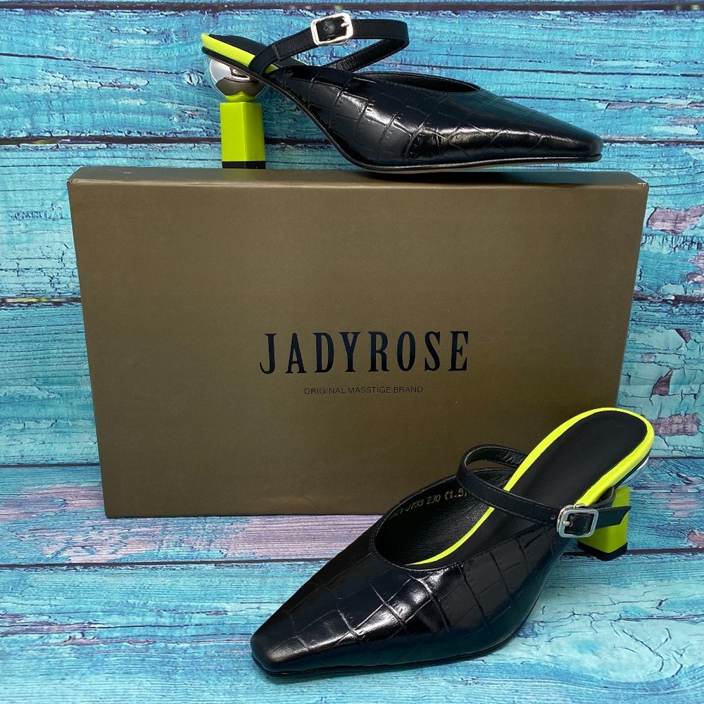 Jady Rose Women's Mirror-Heel Leather Slingbacks
